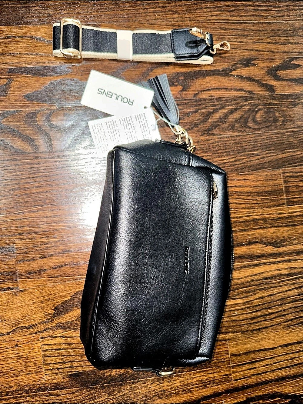 ROULENS Multi-Pocket Crossbody Bag with Strap Black -NWT